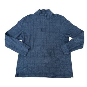 J.S. A. Bank Reserve Mens Quarter Zip Pulloverā Shirt Grid Blue Medium Casual